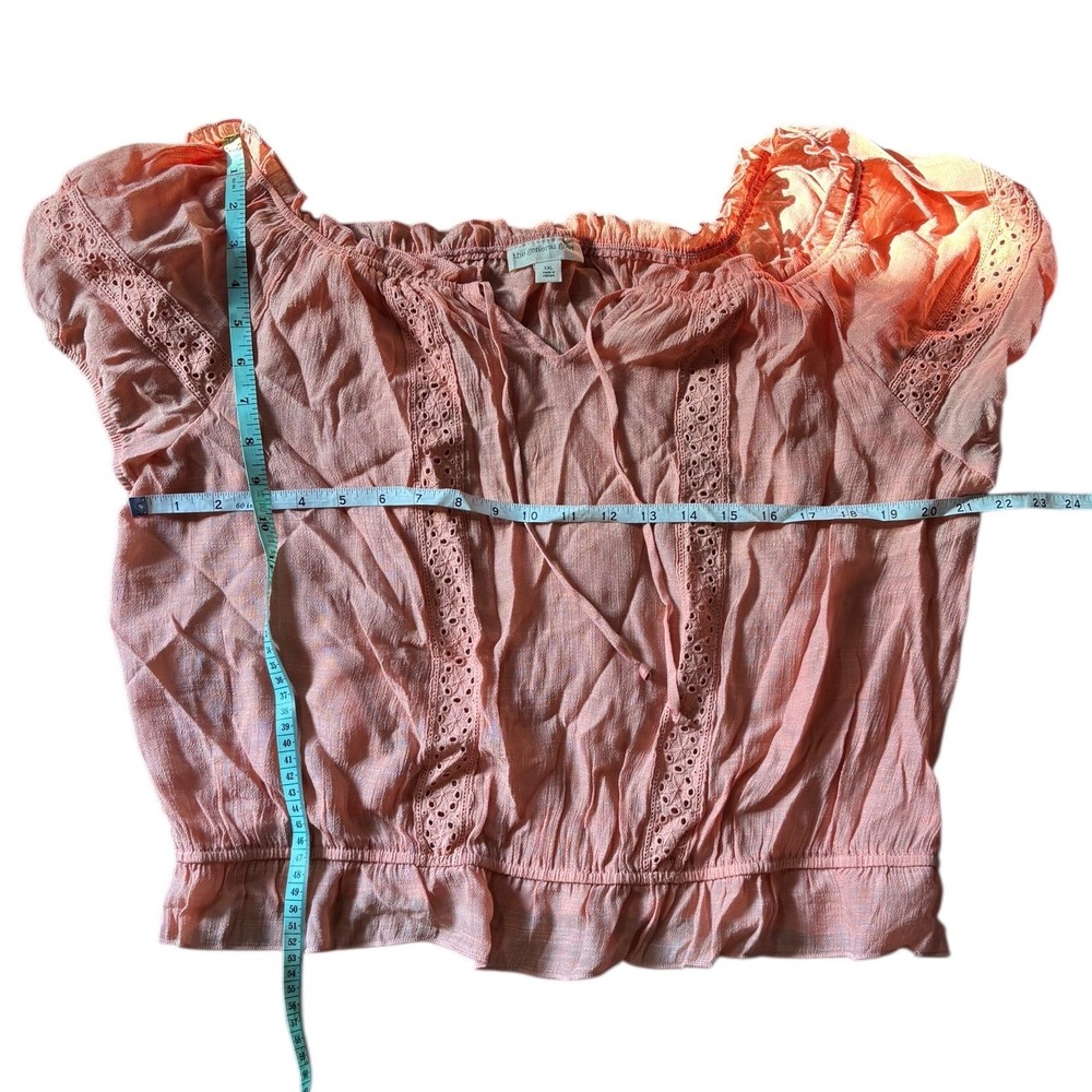 The General Good Stitchfix Coral Light Pink Eyelet Lace Peasant Blouse XXL NWOT - Picture 4 of 9